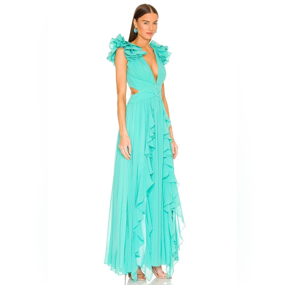 PatBo Flutter Sleeve Maxi Dress Cyan